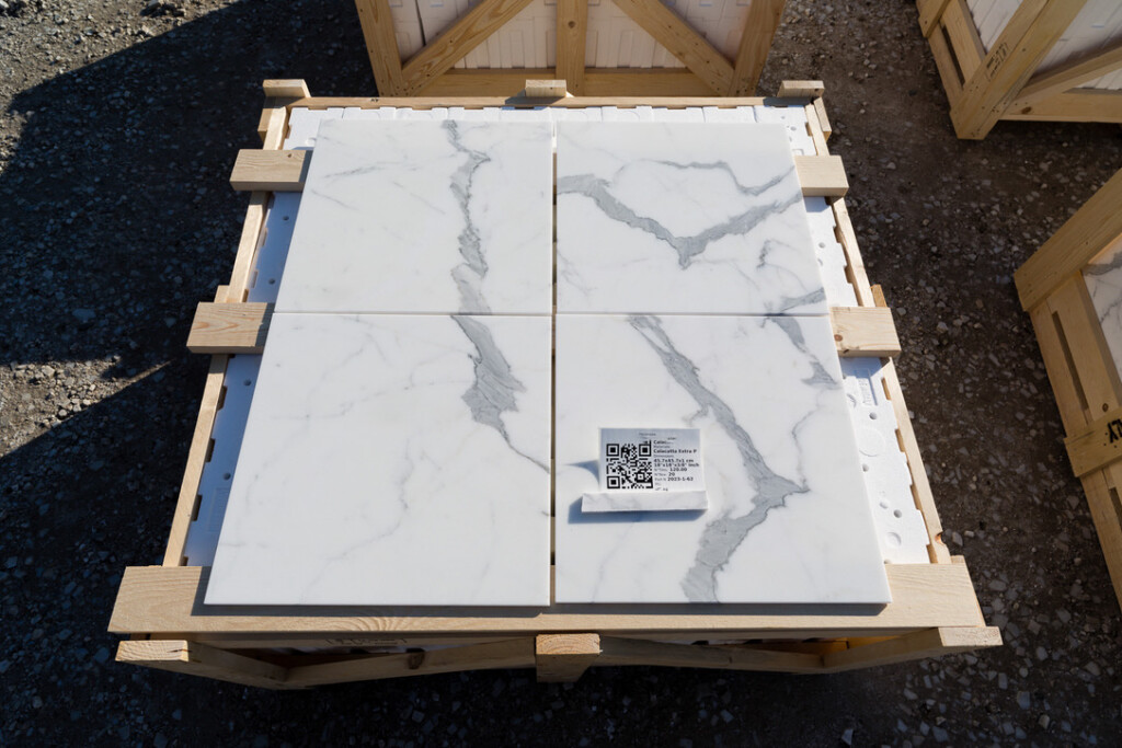 Statuary marble tile, 18″ × 18″, polished with beveled edges, at Mega Marble Atlanta