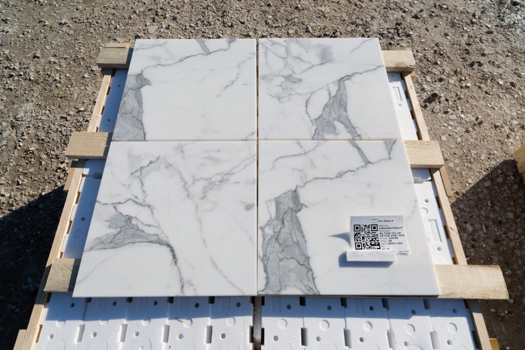 Statuary marble tile, 18″ × 18″, polished with beveled edges, at Mega Marble Atlanta
