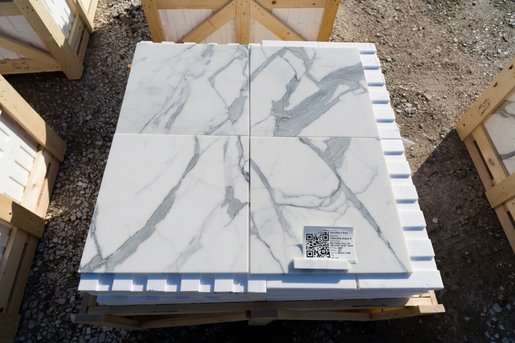 Statuary marble tile, 18″ × 18″, polished with beveled edges, at Mega Marble Atlanta